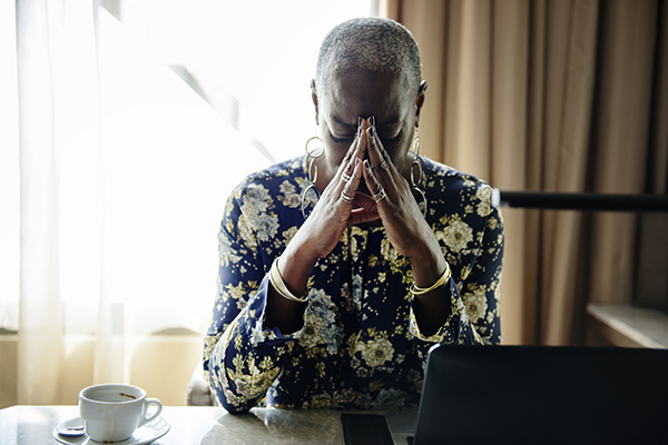 Woman stressed alone in the room Woman stressed alone in the room
