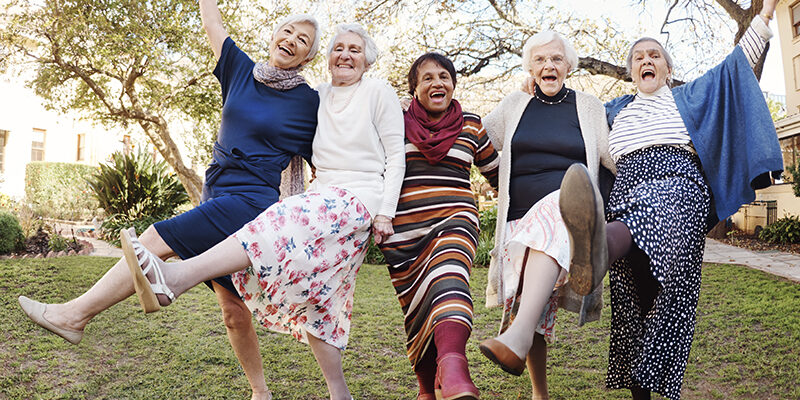 Portrait of a beautiful woman Elderly women enjoying fun activities outside